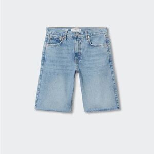 Mango Denim bermuda shorts with frayed hem
